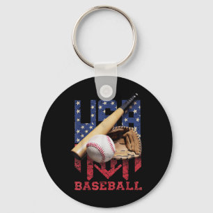 Porte-clés Baseball Patriotique 4 Juillet Hommes États-Unis D