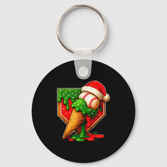 Porte-clés Baseball Xmas Christmas Baseball Ice Cream Drip Bo (Recto)