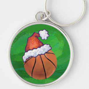 Porte-clés Basket-ball de Santa Hat sur Green