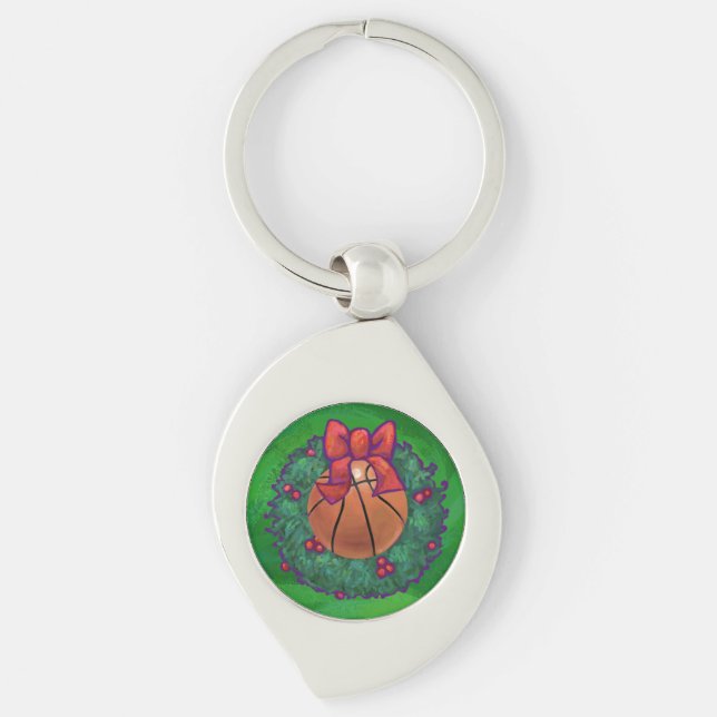 Porte-clés Basket-ball en couronne de Noël (Devant)