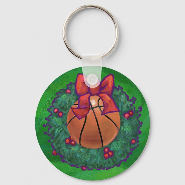 Porte-clés Basket-ball en couronne de Noël (Recto)