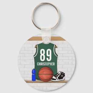 Porte-clés Basket-ball vert et blanc personnalisé Jersey