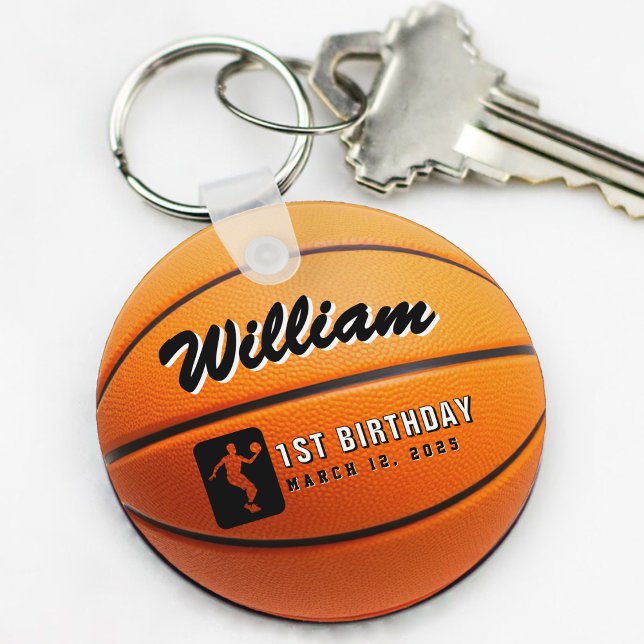 Porte-clés Basketball Anniversaire de la fête Photo (basketball birthday party keychain with photo)