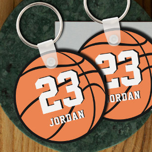 Porte-clés Basketball Balle Orange Nom Personnalisé & Numéro