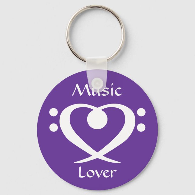 Porte-clés Bass Clef Heart Music Porte - clé (Recto)