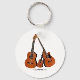 Porte-clés Basse acoustique de guitare classique et Ukulele