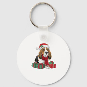 Porte-clés Basset Hound Chien vêtements de Noël Santa Hat Chi