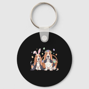 Porte-clés Basset hound panier d'oeufs de Pâques couronne de 