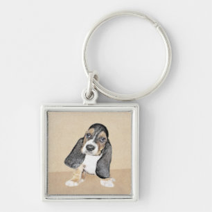 Porte-clés Basset Hound Peinture Chiot - Art Chien original