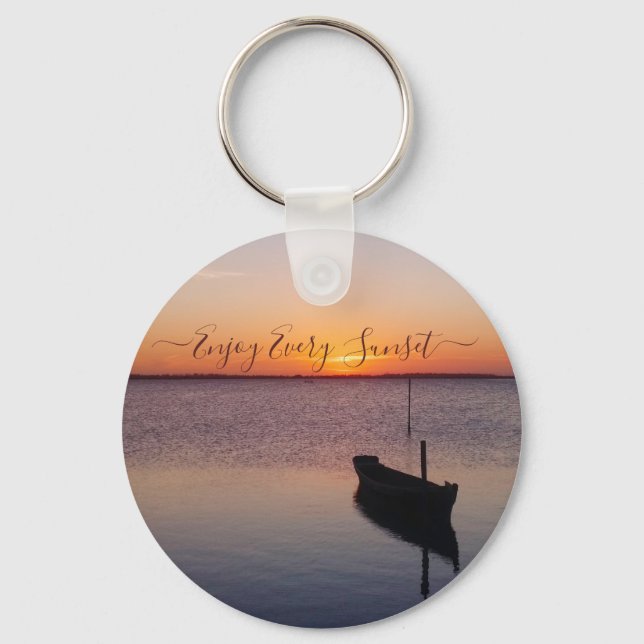 Porte-clés Bateau au coucher du soleil porte - clé (Recto)