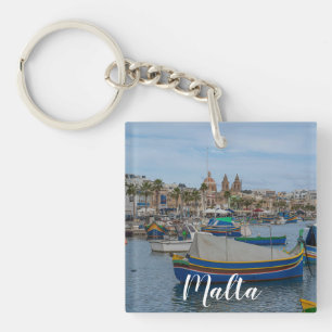 Porte-clés Bateaux de pêche traditionnels colorés à Malte