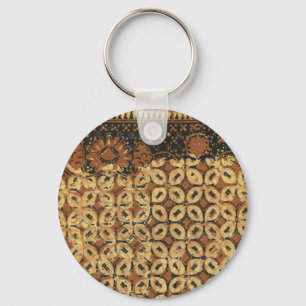 Porte-clés Batik Kawung vintage indonésien à motif rustique