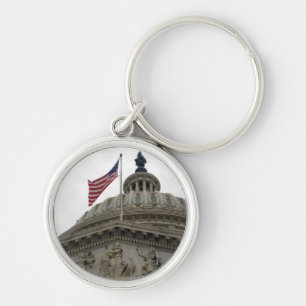 Porte-clés Bâtiment de capitol des USA avec le drapeau