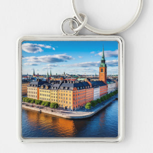 Porte-clés Bâtiments et église emblématique à Stockholm