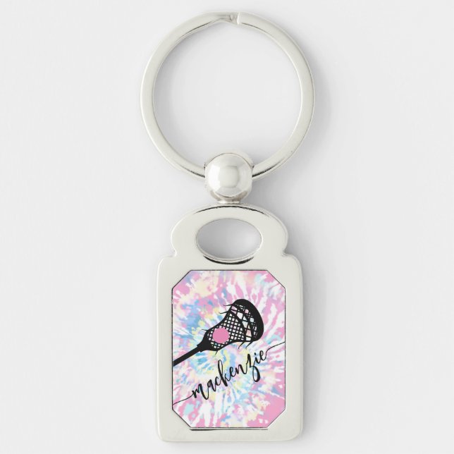 Porte-clés Bâton de crosse Girly rose argent métal (Devant)