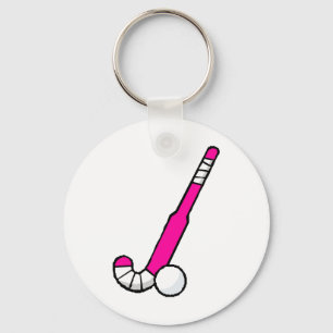 Porte-clés Bâton de hockey de campagne rose