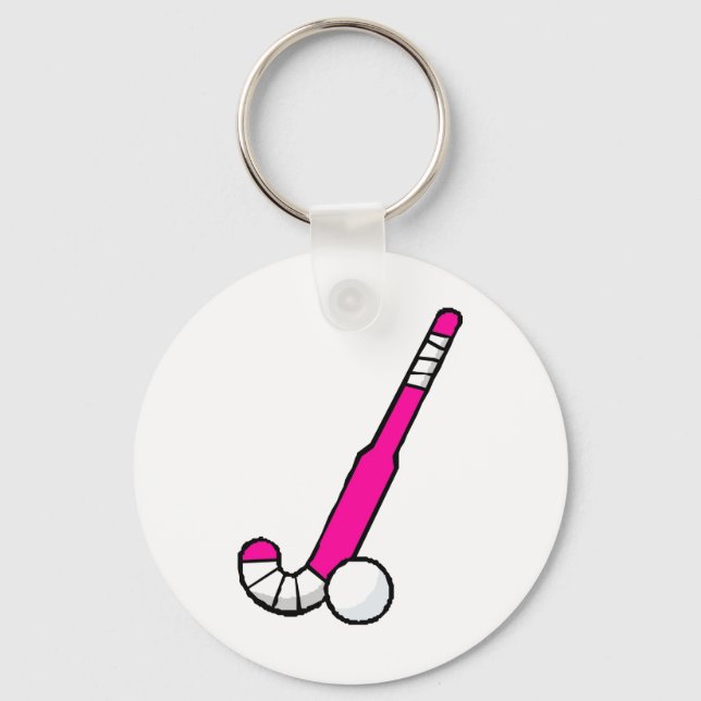 Porte-clés Bâton de hockey de campagne rose (Recto)