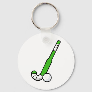 Porte-clés Bâton de hockey vert de champ
