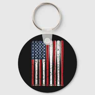 Porte-clés Bâtons de baseball Drapeau Américain Vintage USA 4