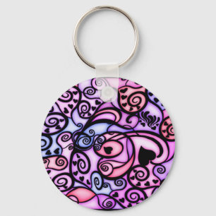 Porte-clés Battements de coeur chantant, style en verre