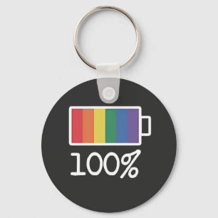 Porte-clés Batterie 100% Gay Funny LGBT Pride Mois Égalité