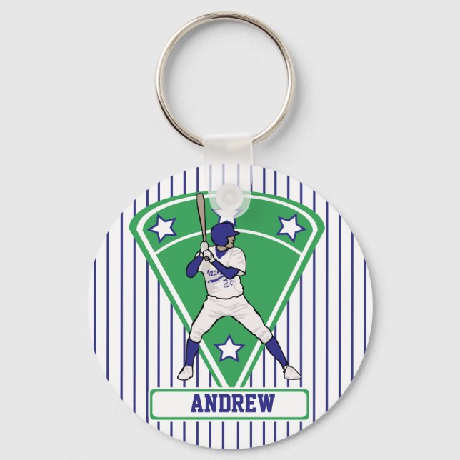 Porte-clés Batterie de baseball personnalisée Star Blue (Recto)