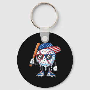 Porte-clés Batteur de baseball drapeau américain 4 juillet