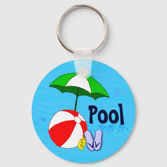Porte-clés Beach Ball Pool Parapluie Blue Waves Pool Porte -  (Recto)