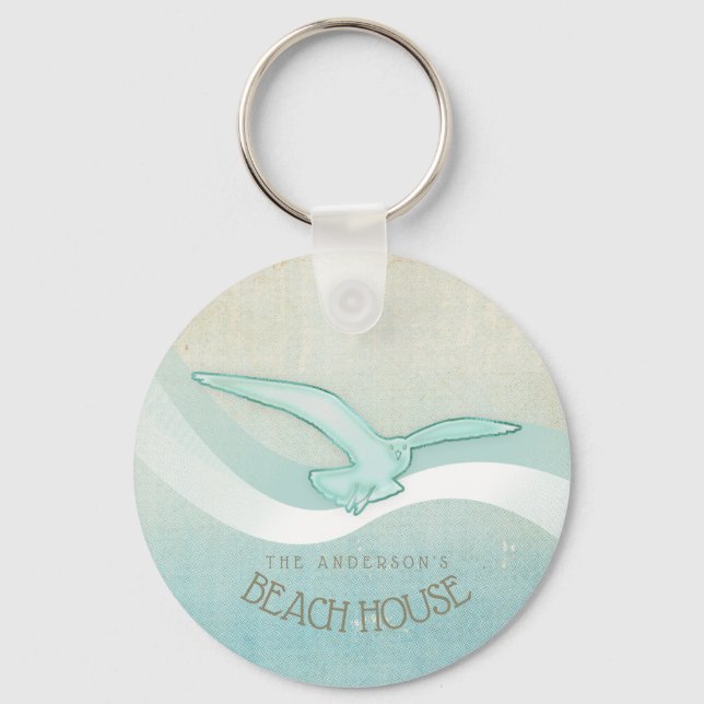 Porte-clés Beach House Seagull Aqua Blue ID623 (Recto)