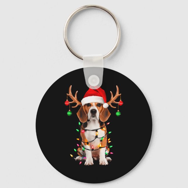 Porte-clés Beagle Christmas Tree Shirt Beagle Santa Hat Lover (Recto)