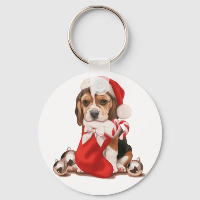 Porte-clés Beagle Noël Puppy (Recto)