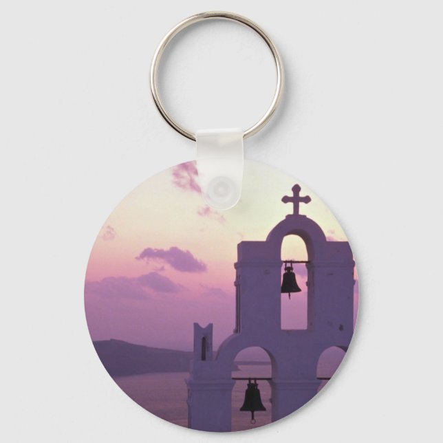 Porte-clés Beau coucher de soleil : Santorin Fira au coucher  (Recto)