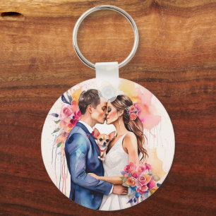 Porte-clés Beau couple Mariage avec mignonne drôle