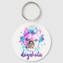 Beau Français Bulldog visage rose bleu Dogaholic