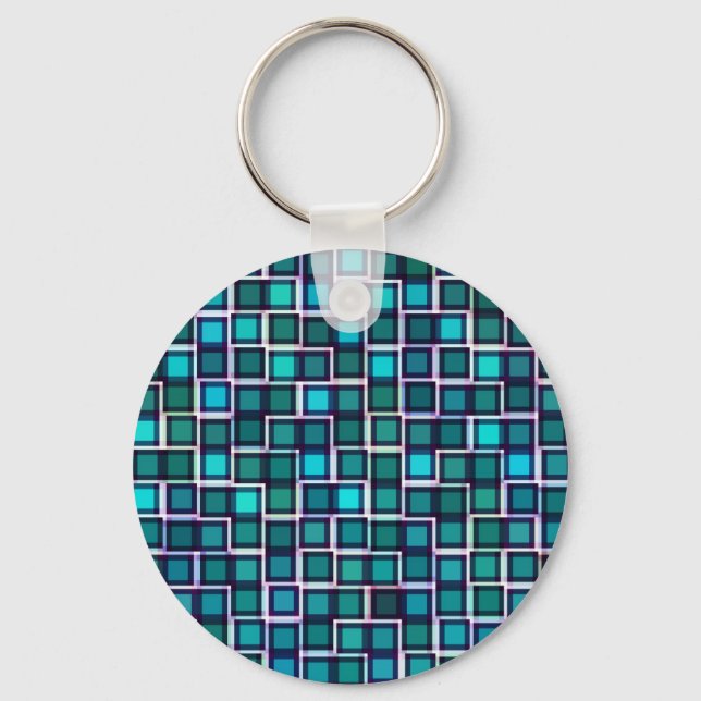 Porte-clés Beau Motif en Carrelage Abstrait en Bleu (Recto)
