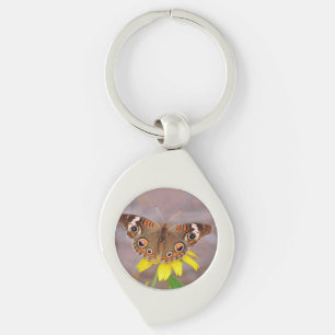 Porte-clés Beau papillon sur fleur jaune