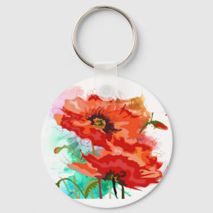Porte-clés Beau Porte - clé à fleurs de pavot rouge