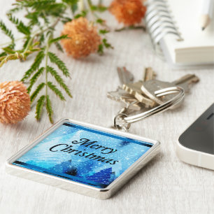 Porte-clés Beau Porte - clé Carré de Noël blanc