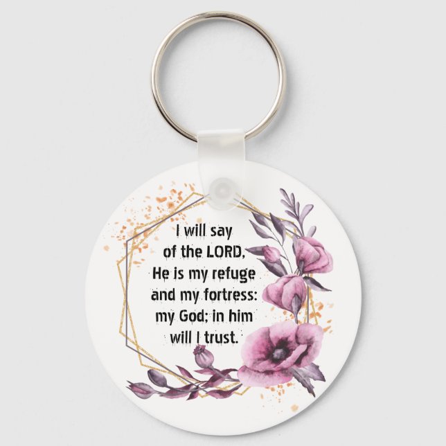 Porte-clés Beau Psaume 91 Floral porte - clé (Recto)