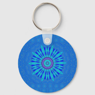 Porte-clés Beau Royal Blue Mandala Art Imprimer