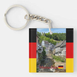 Porte-clés Beau village allemand Monschau en voyage d'été