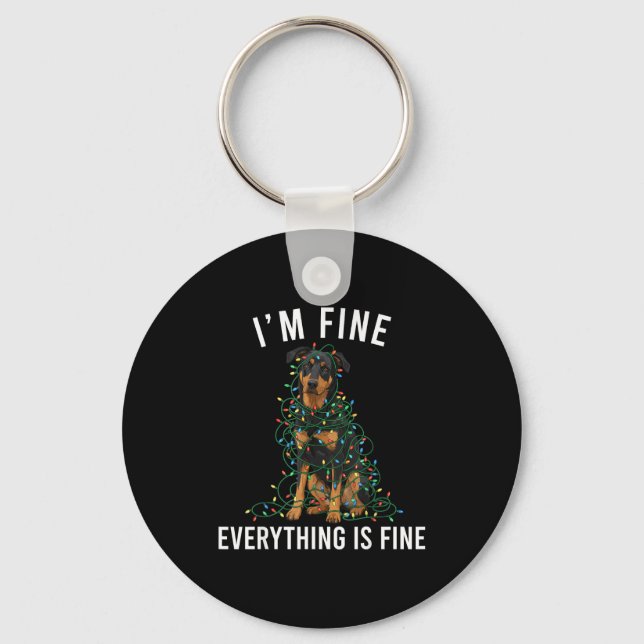 Porte-clés Beauceron Christmas I'm Fine Everything Is Fine  (Recto)