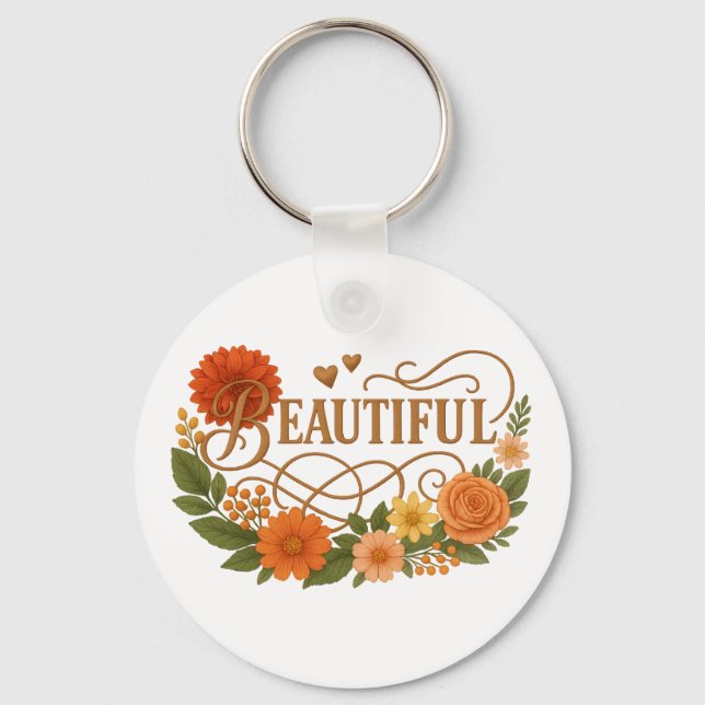 Porte-clés Beautiful Embroidered Style Metal Circle Keychain (Recto)