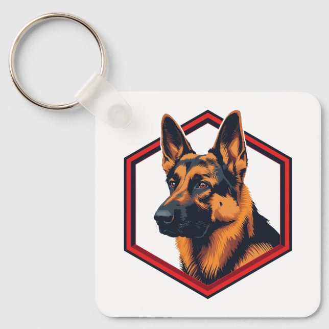 Porte-clés Beautiful German Shepard In A Six Sided Frame (Recto)