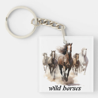 Porte-clés beaux chevaux sauvages