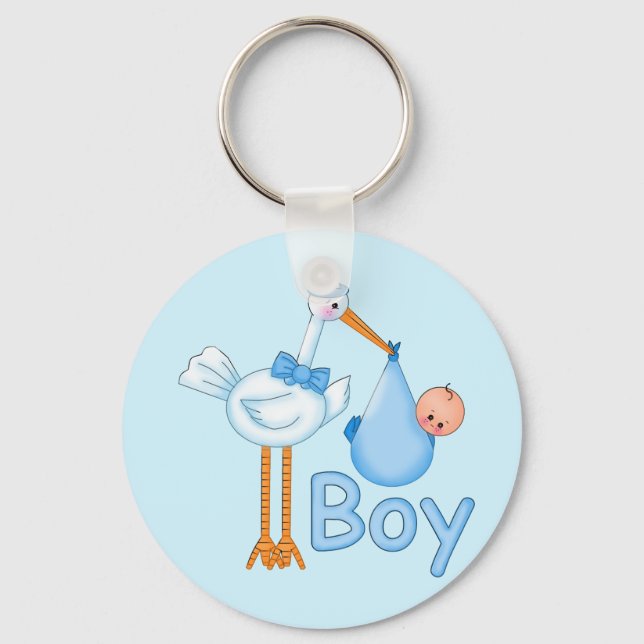 Porte-clés Bébé garçon avec cigogne (Recto)