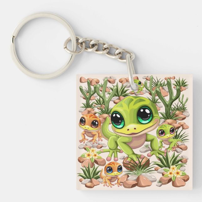 Porte-clés Bébé Geckos jote personnages de dessin (Devant)
