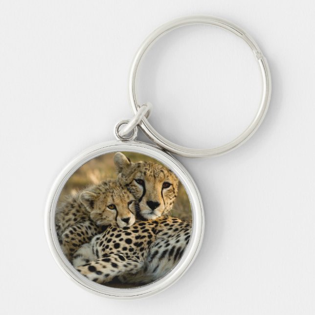 Porte-clés Bébé guépard câlinant sa mère (Devant)