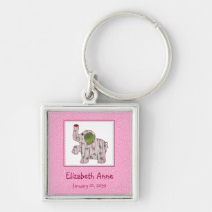 Porte-clés Bébé mignon d'éléphant rose de style campagnard