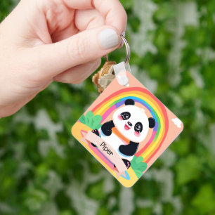 Porte-clés Bébé mignon Panda arc-en-ciel
